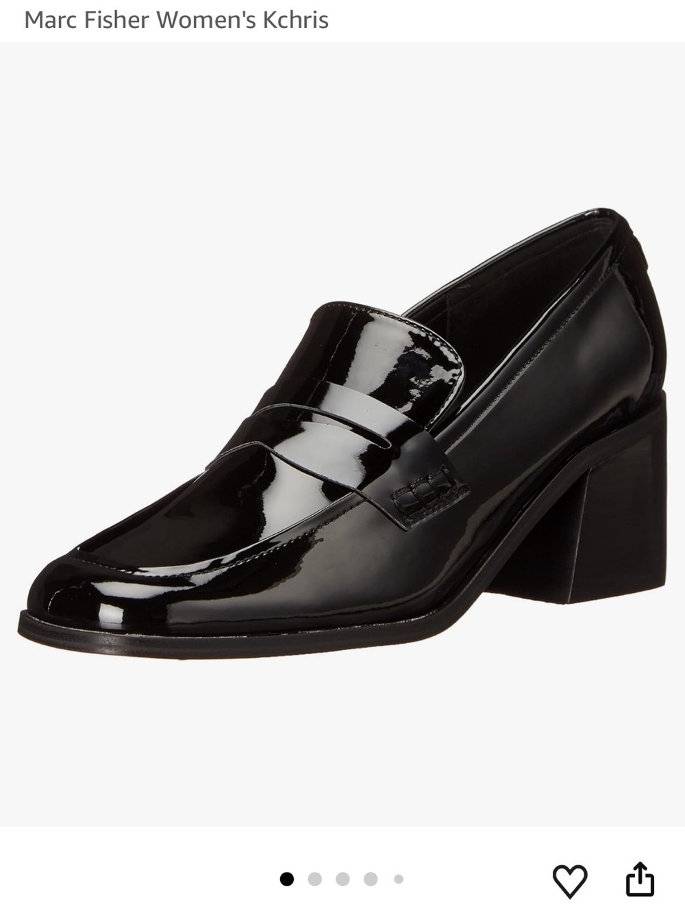 Marc Fisher Black Patent Kchris Block Heel Loafer